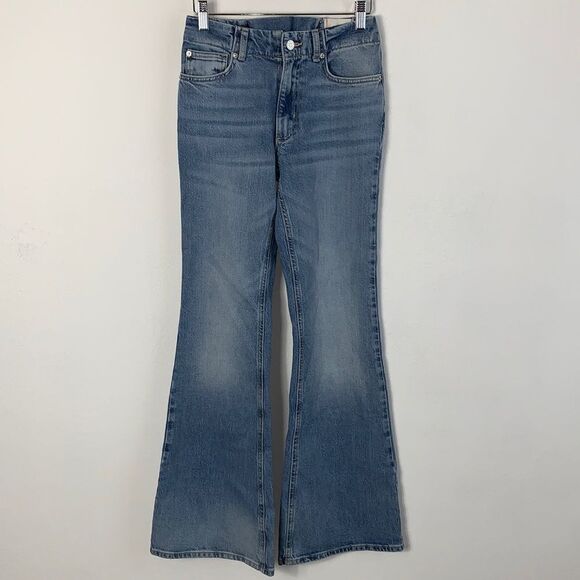 NWOT BDG Urban Outfitters Lace zip Low Rise Vintage Wash Flare Jeans Sz 25 - Picture 2 of 10